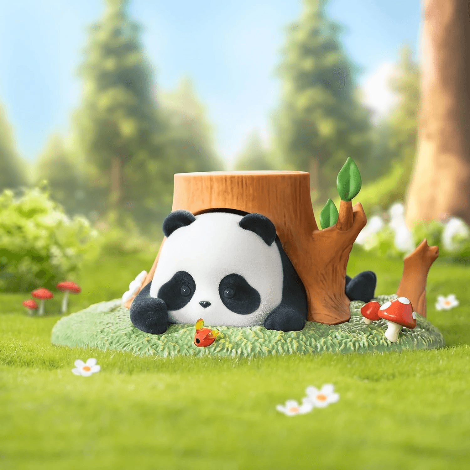 Фигурка 'Попадос' из серии Panda Roll Fruit Tree Climbing Blind Box в виде застрявшей в дупле панды