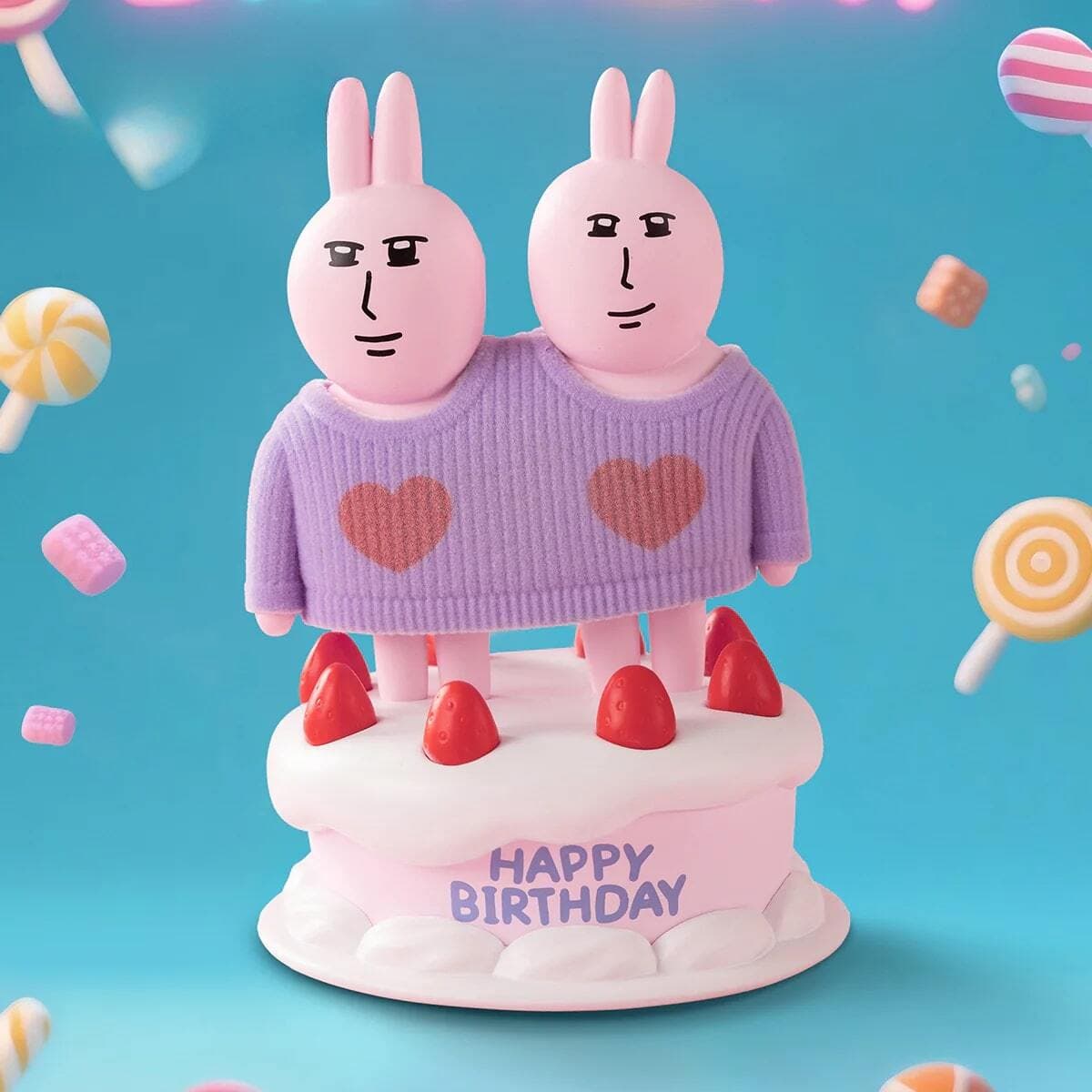 Фигурка 'Праздник' из серии My Friend Rabbit Beautiful Mood Blind Box в виде кроликов на праздничном торте