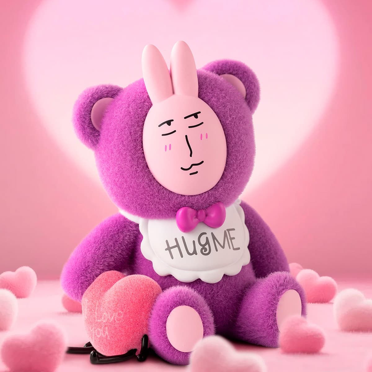 Фигурка 'Уют' из серии My Friend Rabbit Beautiful Mood Blind Box в костюме фиолетового медведя