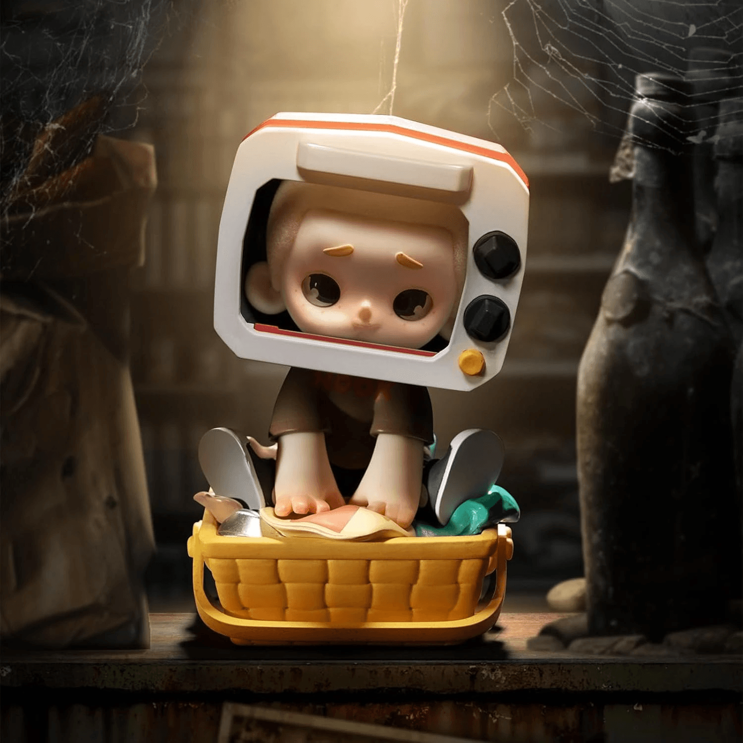 Фигурка 'Хабар' из серии NOOK Wasteland Park Blind Box в виде мальчика в телевизоре